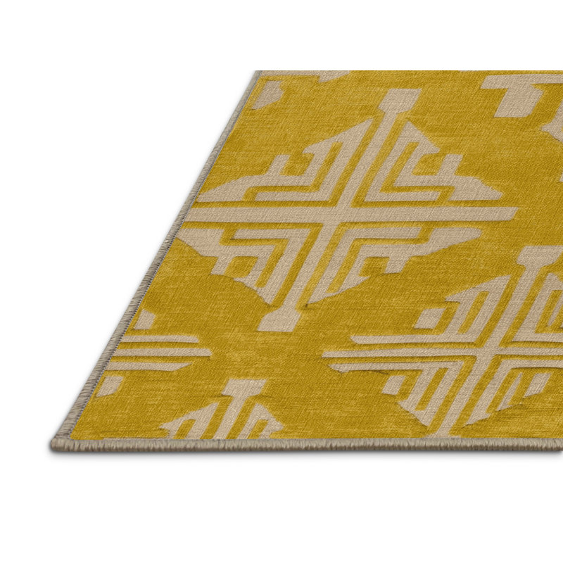Machine Washable Trellis Brown Area Rug, Rectangle 4' x 6'