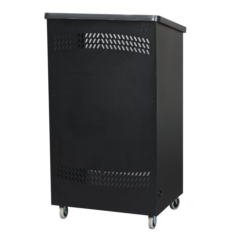 44.75'' Black Aluminum Mobile Podium with Wheels