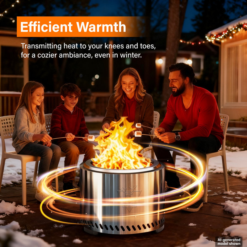 Fire Pit With Removable Ash-Pan: Smokeless Firepit 304 Stainless Steel Material - Outdoor Fire Pit Silver 15 Inch - Smokeless Firepit For Outside Outdoor Patio Camping Backyard