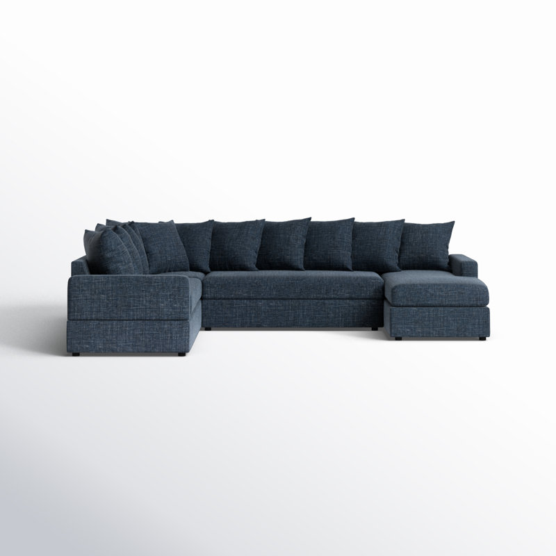 Bernathe Sectional, Dark Blue Linen Blend