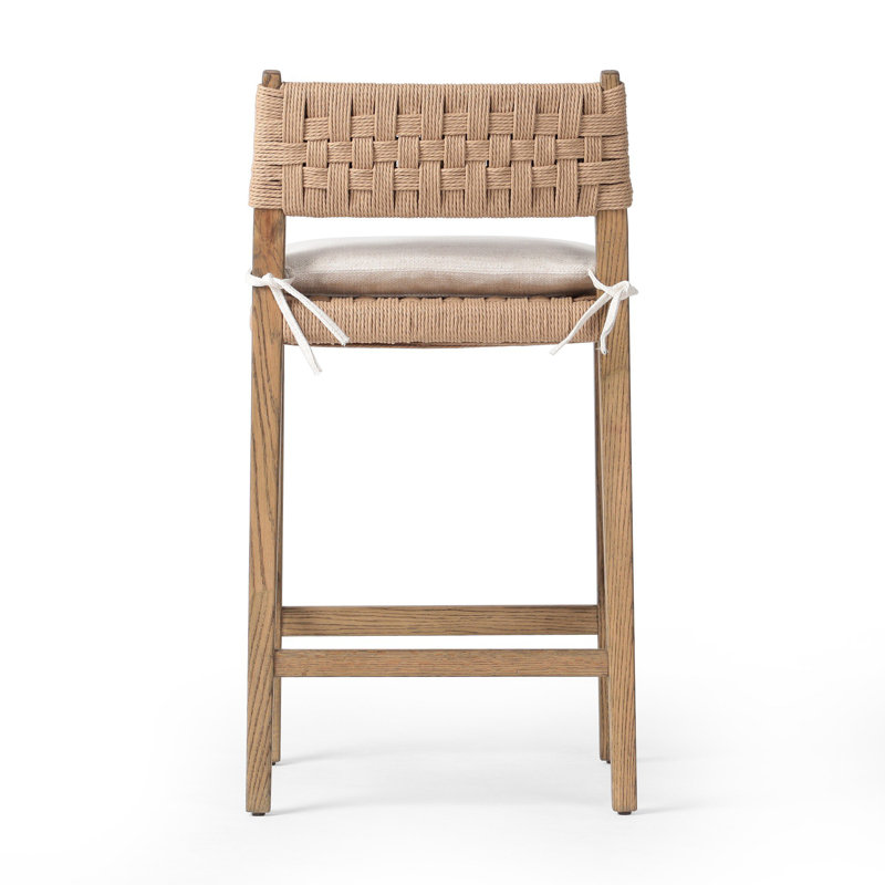 Mallory Counter Stool - Modern Oak & Woven Design