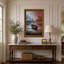 Toile en bois sur l'eau sous des nuages rouges et gris, art mural sur toile-1540949655