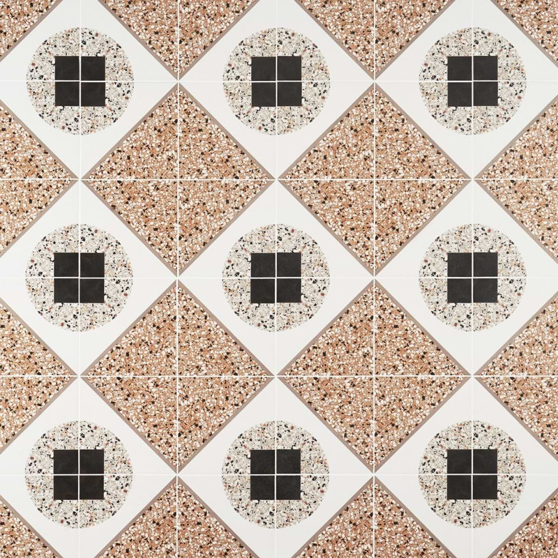 Chips 8x8 Matte Porcelain Tile, Deco Terracotta Multicolor