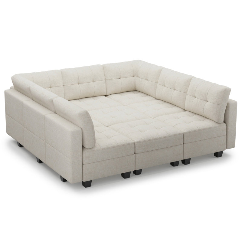 Canapé-lit modulaire 9 pièces Buckleton, Chenille beige