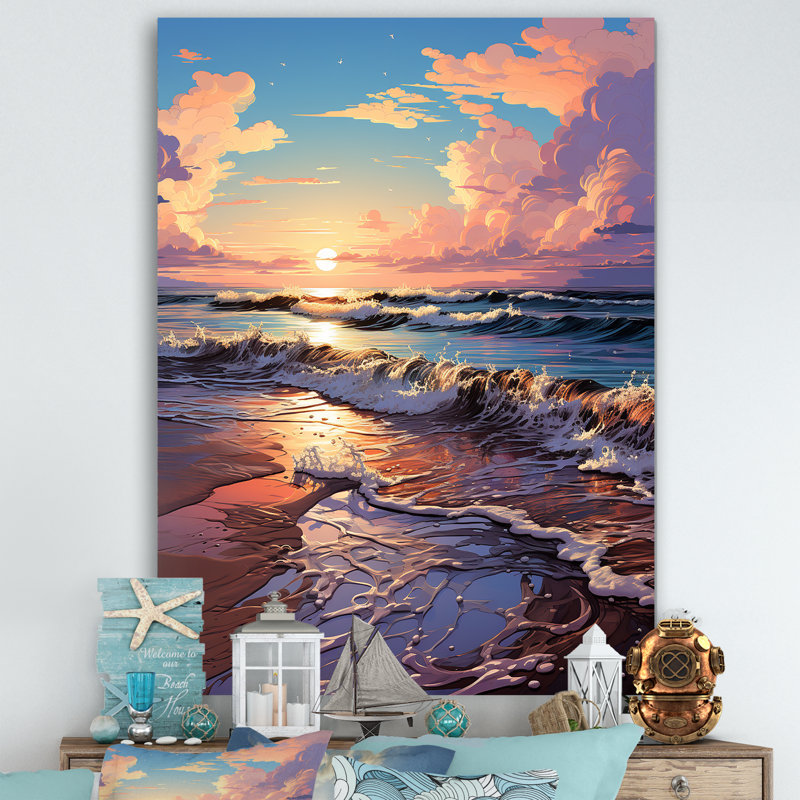 «Beachside Sunset Horizon 3», art mural plage, Toile tendue, H 20 po x l 12 po x P 1 po
