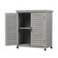 Banc de rempotage extérieur 31,5 po gris - poste de travail en bois avec armoire de rangement et plateau de table en métal pour patio et jardin