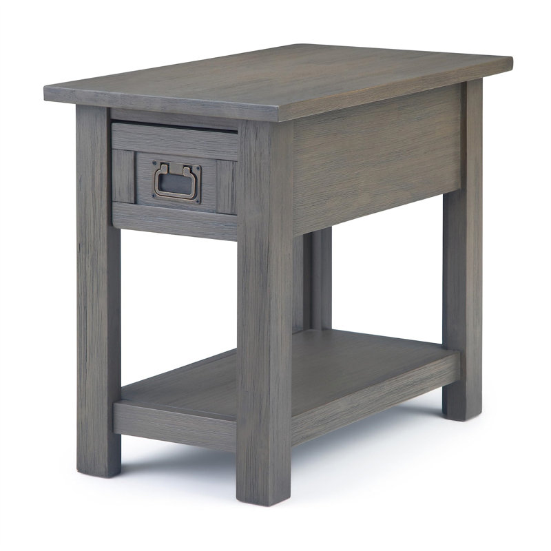 Nakhia Solid Wood Top End Table with Storage