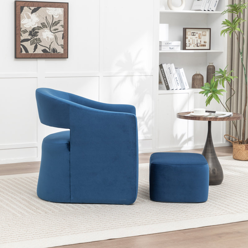 Fauteuil demi-tonneau avec repose-pieds Kyah, Marine