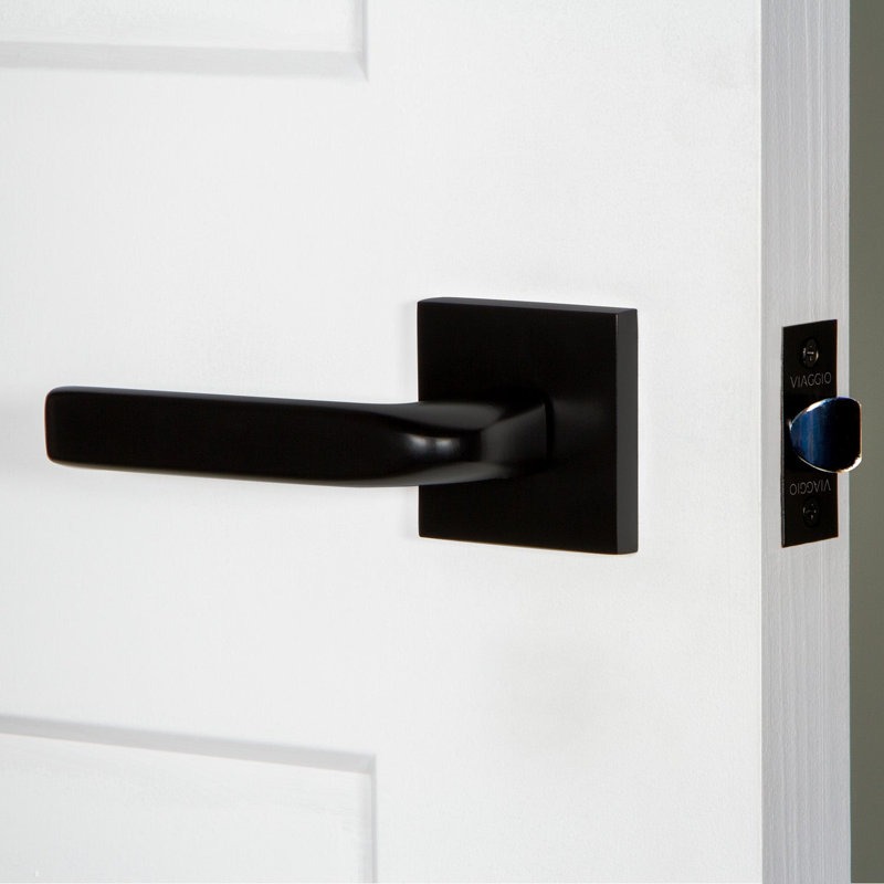 Viaggio Circolo Rosette Double Dummy, Modern Industrial Lever Handle, Square, Satin Black