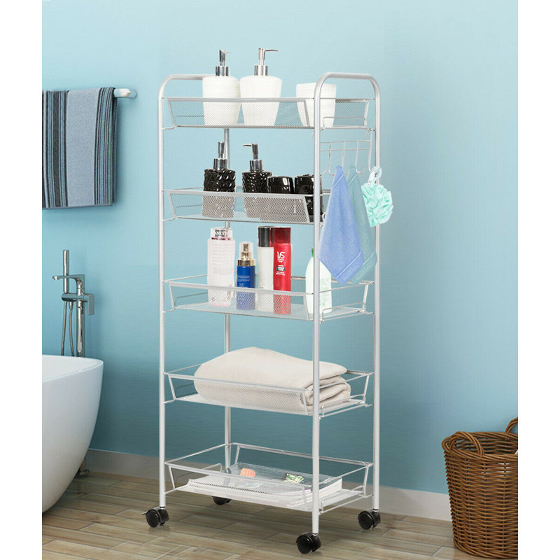 Chariot utilitaire roulant maille à 5 niveaux, Gris