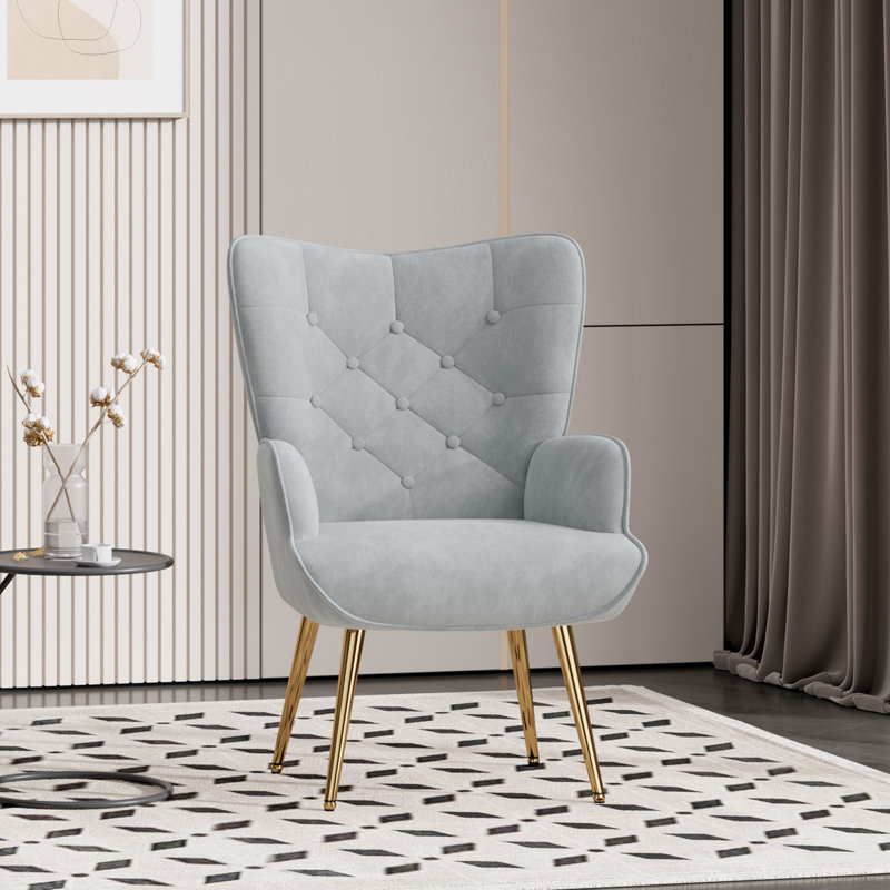 Fauteuil à oreilles Pureza, Velours gris velours