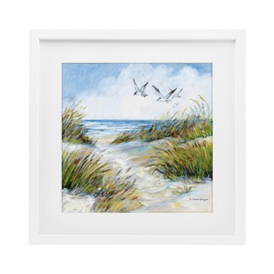 «Beach Path Seagulls Overhead», reproduction d'art sous verre, conception de Susan Winget