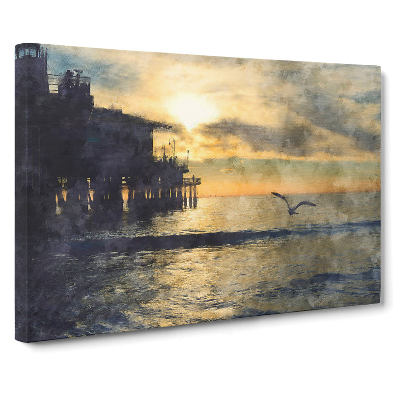 Seagull by the Pier - Wrapped Canvas, 35cm H x 50cm W x 3cm D