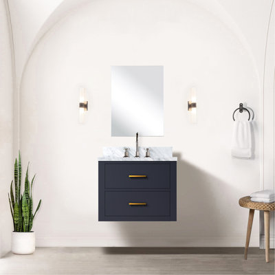 24 po L x P 18 po, meuble-lavabo bleu, comptoir en acrylique, miroir et miroir inclus de 18 po x P 24 po