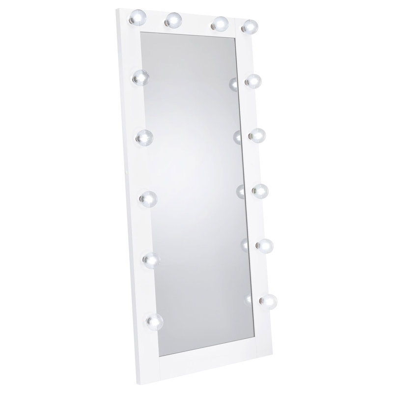 Madelline Rectangle LED Floor Mirror, White