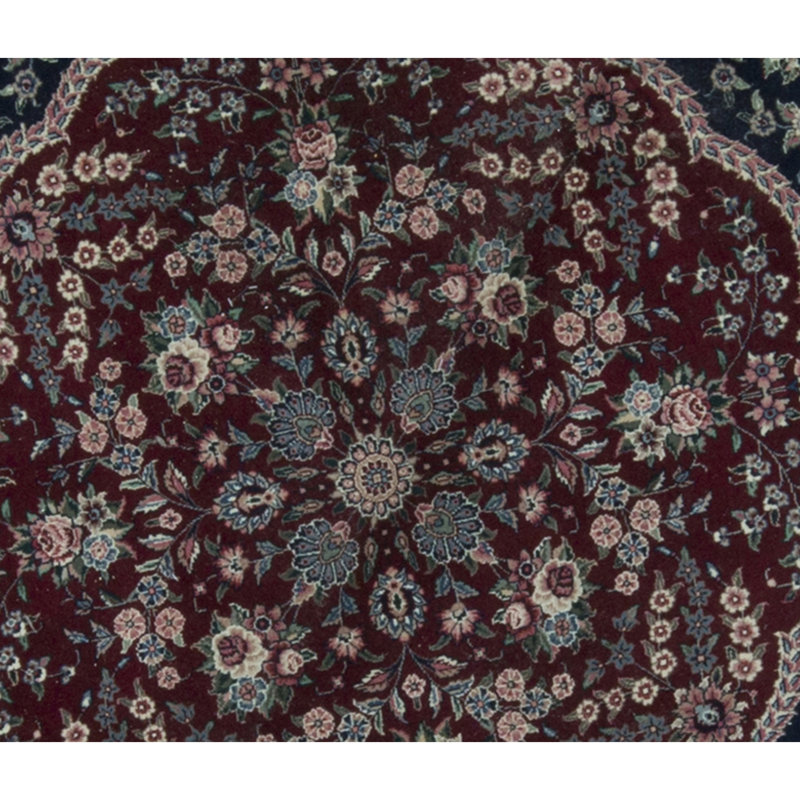 Wool Oriental Area Rug in Navy/Rust, Round 12'