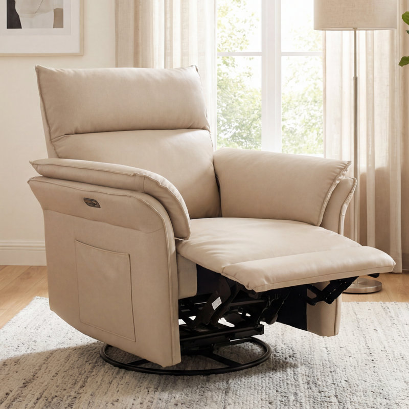 Faux Leather Electric Adjustable Upholstered Lounge Chair Recliner, Beige