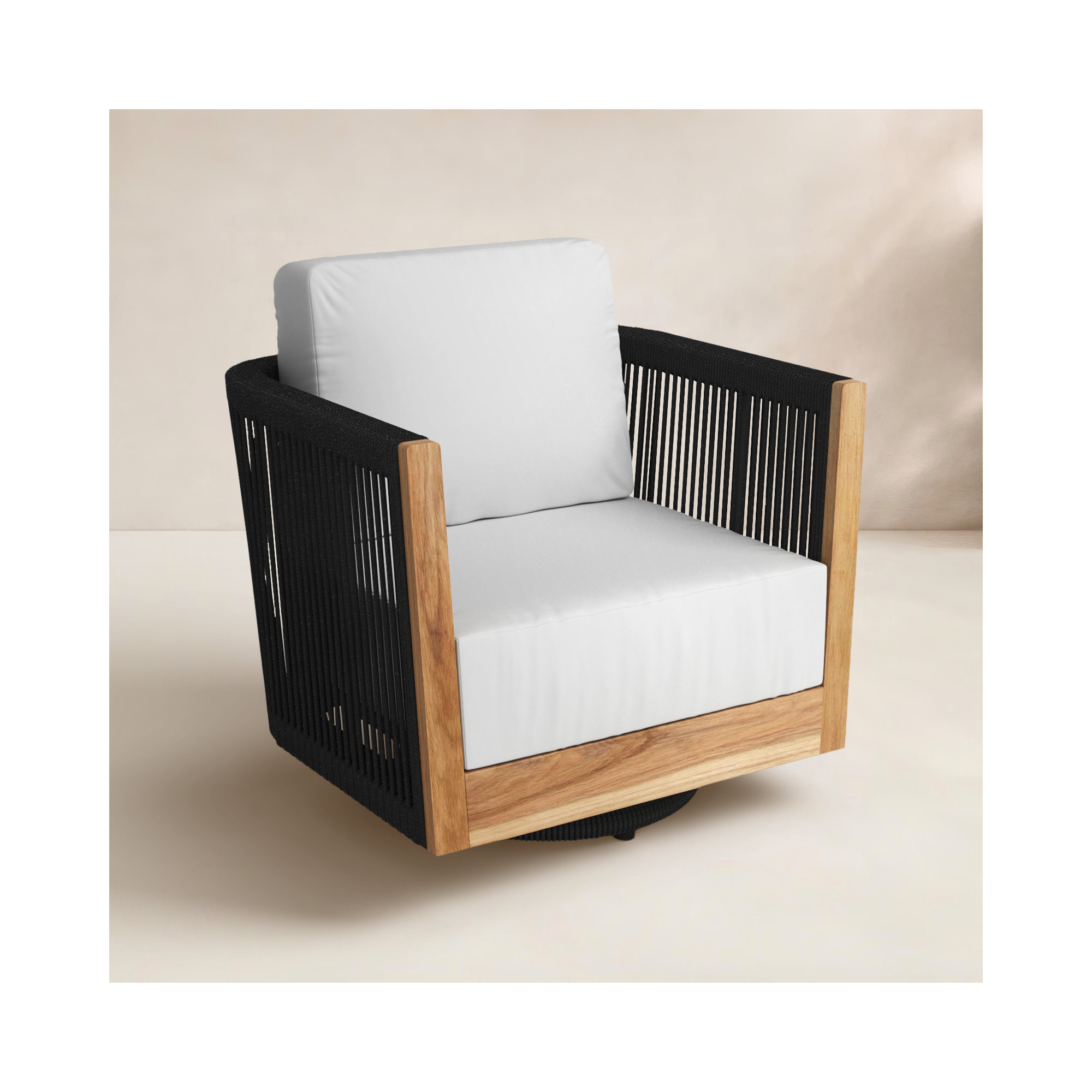 Aniston Teak Swivel Patio Chair with Sunbrella® Cushions, Black