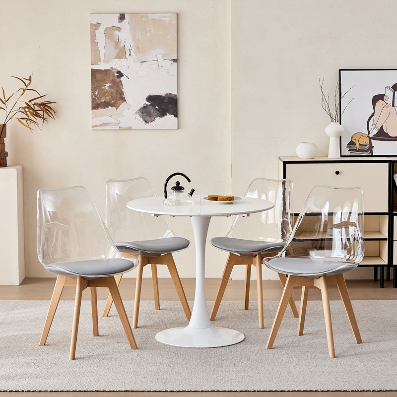 Huron Solid Wood Dining Chair, Grey, 6