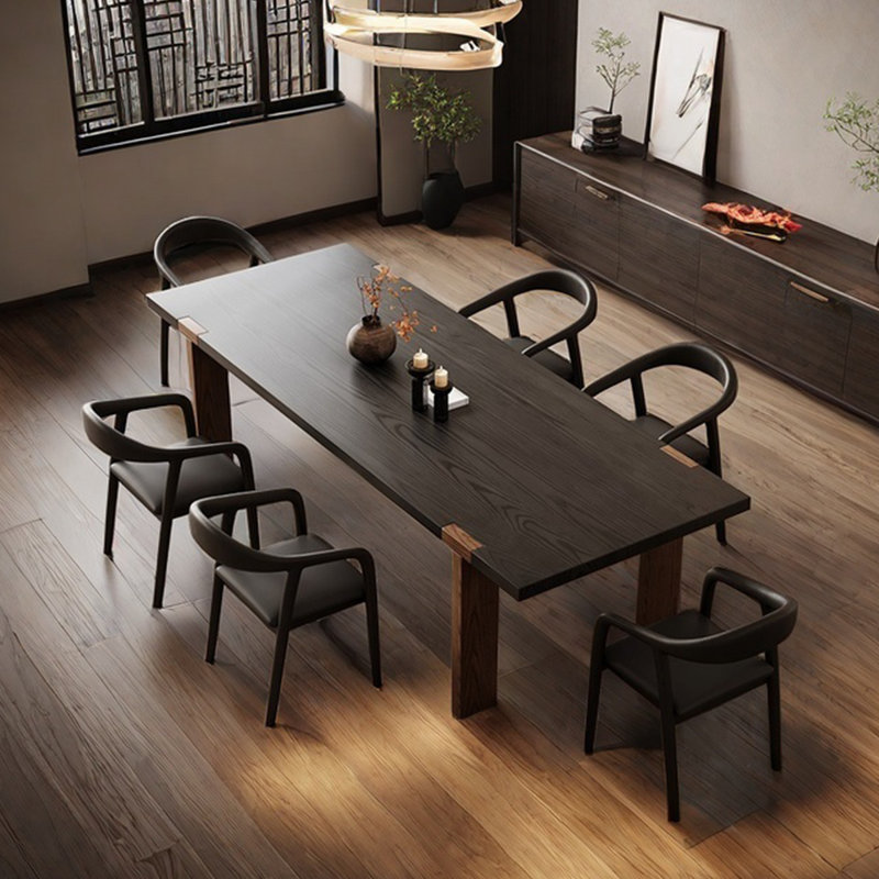 Table de salle à manger en bois de frêne, H 29,53 po x L 86,61 po x l 35,43 po