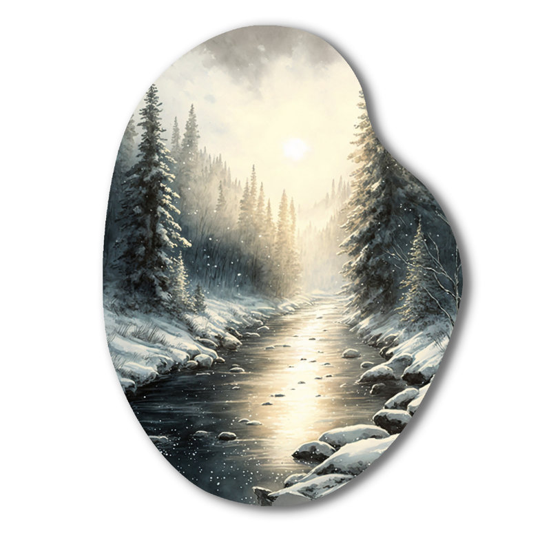 Haloa - Paysage lac en forme de poire, art mural en métal asymétrique, H 30 po x l 22 po