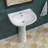 Pedestal Bathroom Sinks 32" Tall White U-Shaped Vitreous China Pedestal Bathroom Sink with Overflow