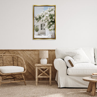 White Architecture Garden Black Framed Floater Canvas by RB