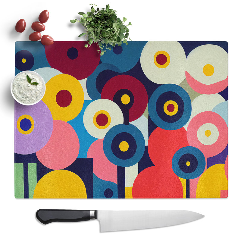 Cosmopolitan Flower Market Abstract  Glass Chopping Board