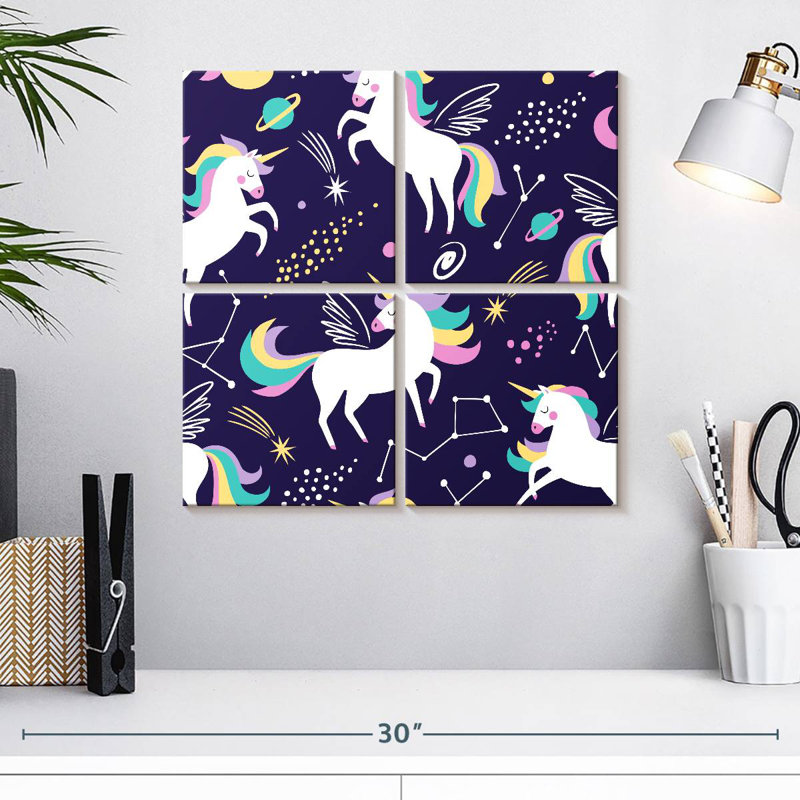 Galaxy And Unicorns, 18" H x 18" W