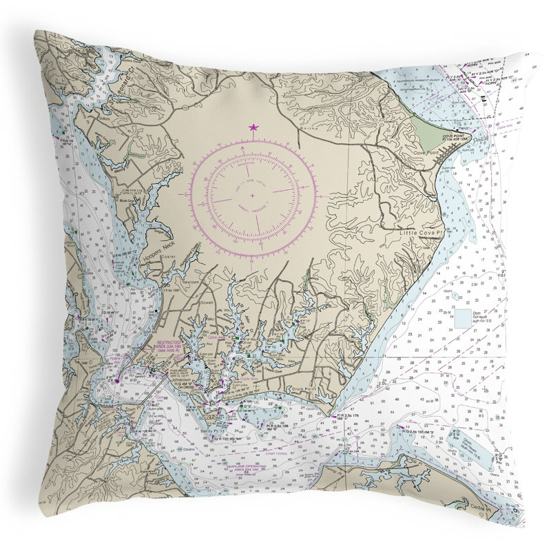  Coussin lombaire intérieur / extérieur Slomons Island, Md Nautical Map