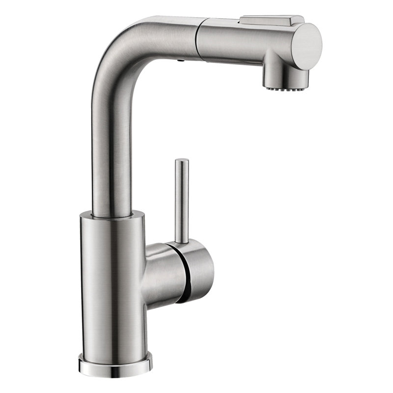 Stainless Steel Sink Faucet With Pull Out Spray, Brushed Nickel Finish, Modern Style For Kitchen & Bathroom Faucet, Down , 360 Swivel,