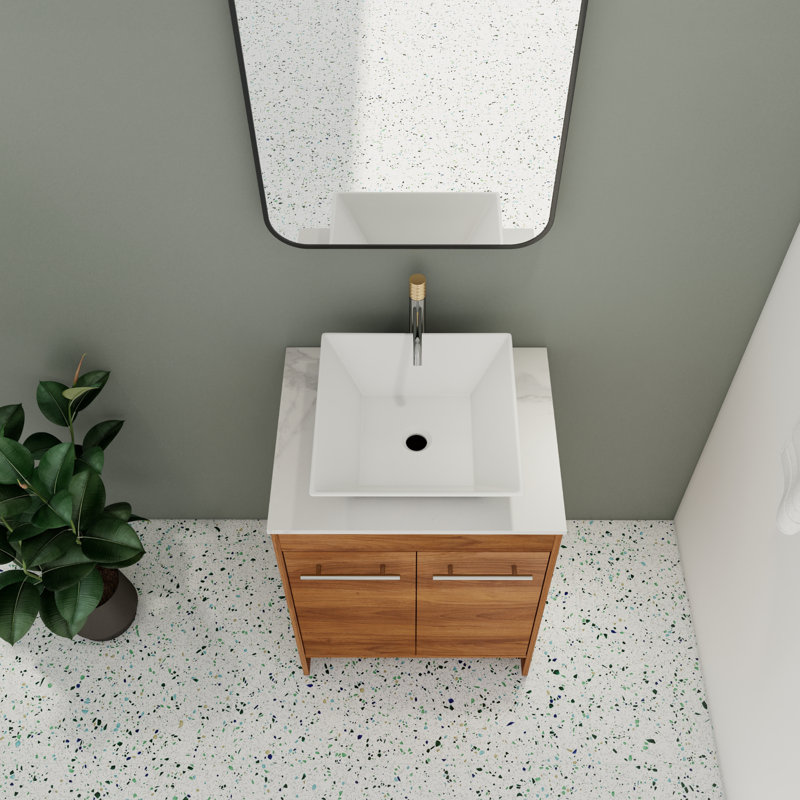 Kanin 24.07 " W Freestanding Standard Free Standing 1 Single Vanity Bathroom Vanity With Stone Top