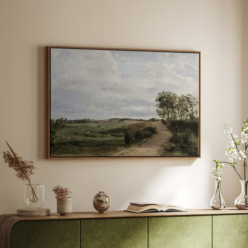 Paysage rétro - DCCLXII - reproduction sur toile flottante, Noyer, H 27 po x l 41 po