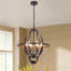 Dual-texture Industrial Chandelier|6-light Black & Oxidized Iron|47.2" Adjustable Drop|etl-certified Commercial Grade