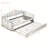 Upholstered Daybed with Trundle ,Velvet Sofabed with USB Charging Ports-1831174058