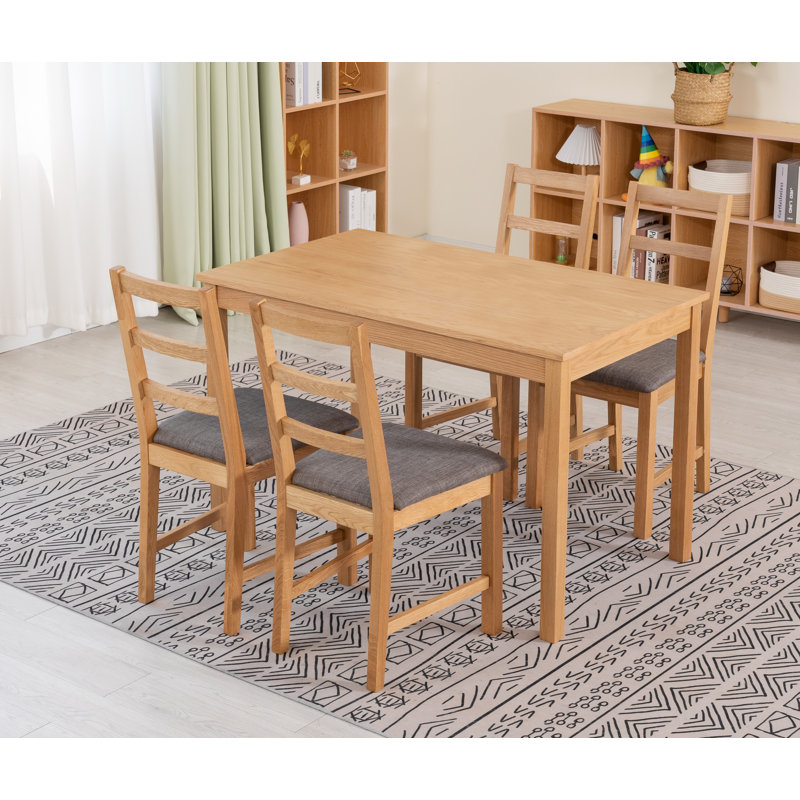 4 - Person Solid Oak Dining Set, Gray