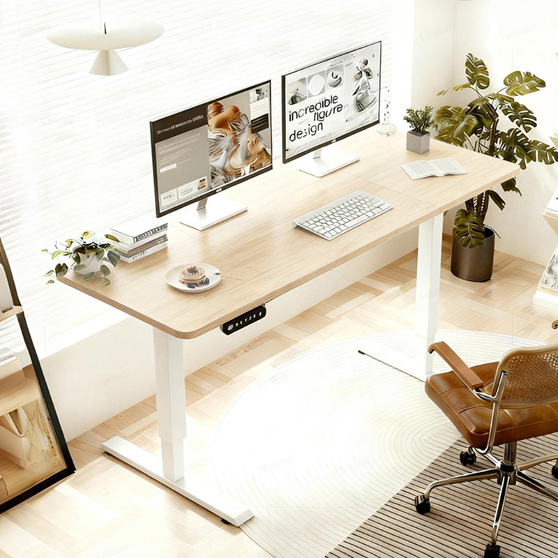 Bureau assis-debout électrique en chêne clair, réglable en hauteur, pour la maison et le bureau, table d'ordinateur, bureau de jeu, bureau relevable moderne