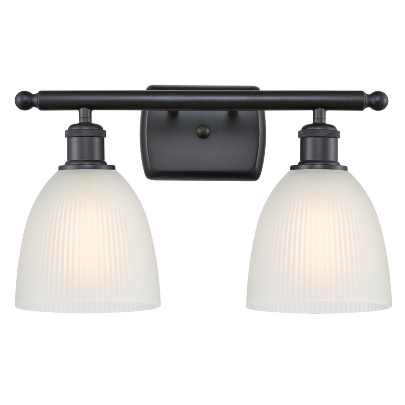 Éclairage pour salle de bain 2 lumières Asdsit, Transparent, Ampoule DEL 6 watts Vinage, Laiton antique noir