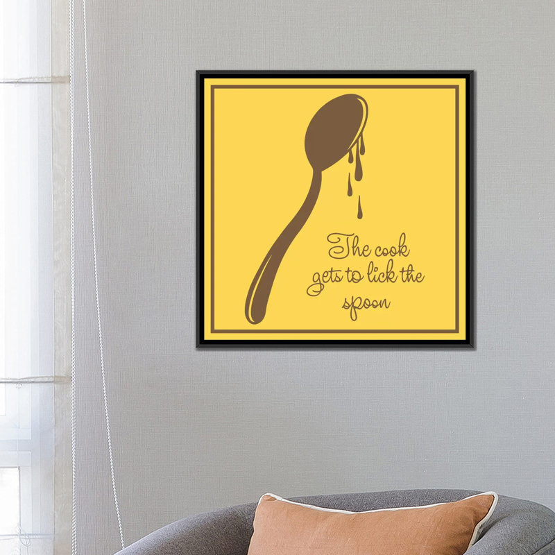 «Kitchen The Cook Gets to Lick the Spoon», impression sur toile, H 37 po x l 37 po x P 1,5 po, Toile tendue, Pas de tapis