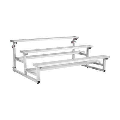 Gradins mobiles, gradins Tip-N-Roll à 3 rangées avec 4 roulettes pivotantes, siège en alliage d'aluminium robuste avec planches à deux pieds, peut supporter 750 lb / 340 kg par niveau, pour les événements sportifs