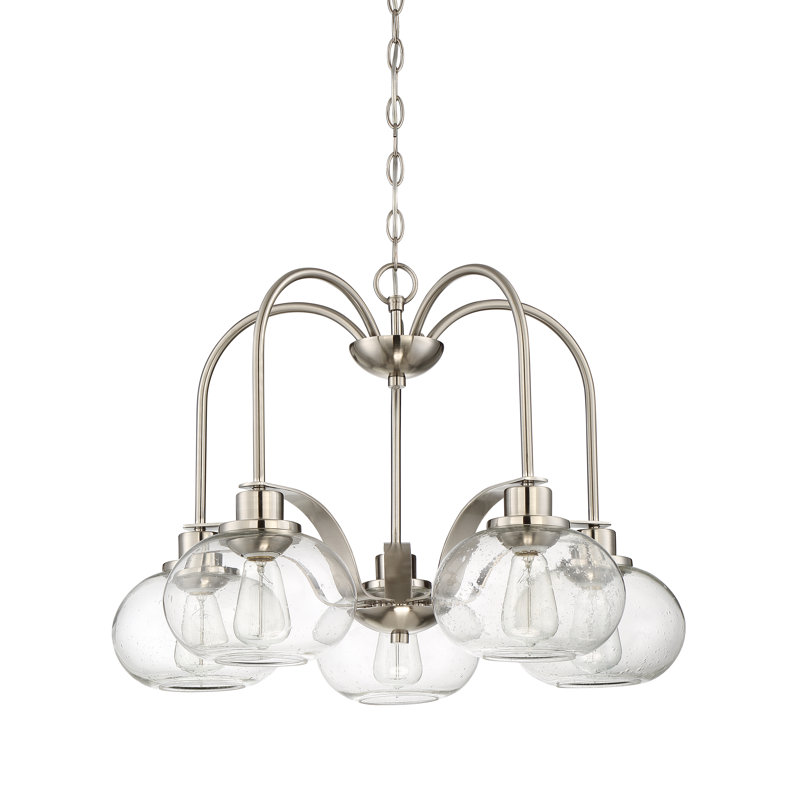 Lustre linéaire moderne unique à 5 lumières Chamblee, Nickel brossé