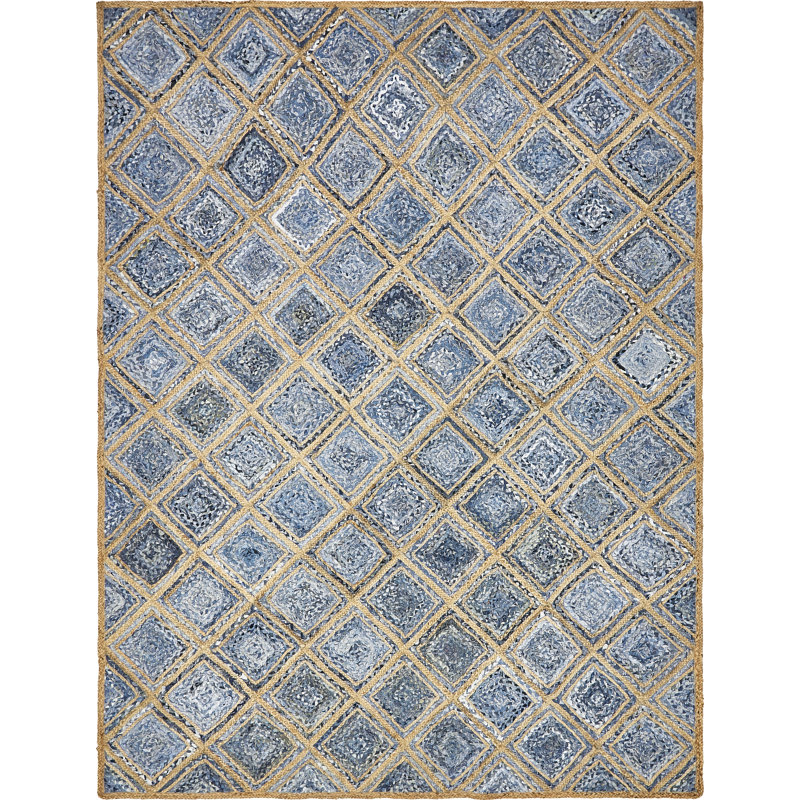 Tapis bleu tressé à la main Gleason, Rectangle 9 pi x 12 pi 2 po