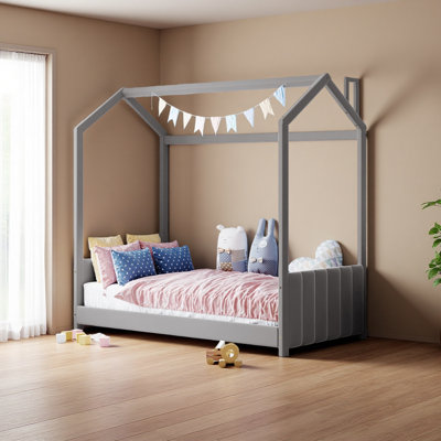 Twin Size Velvet House Bed Wood Bed