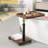 C Table End Table Adjustable Height, 360°Swivel TV Tray Table For Small Spaces, C Shaped Side Tables With Wheels, Walnut