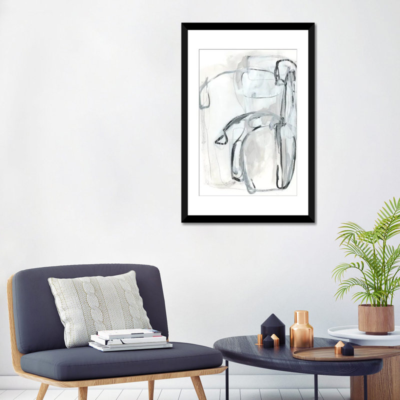 «Entanglements II», reproduction sur toile, H 32 po x l 24 po x P 1 po, Papier d'art encadré noir, Blanc