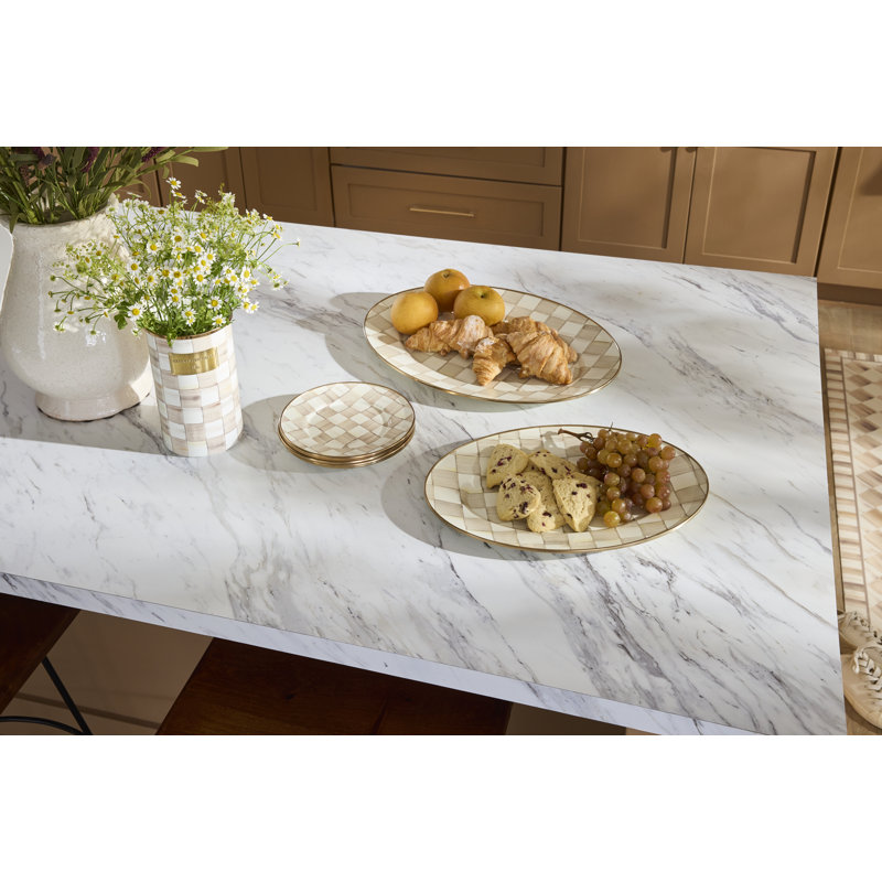 Mocha Check Oval Platter, 0.75" H x 19" L x 14.25" W