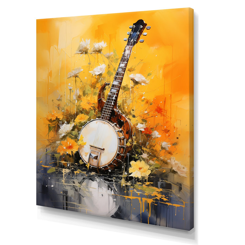 Banjo Bliss Sunny Yellow sur impression sur toile, H 32 po x l 16 po x P 1 po, Toile tendue