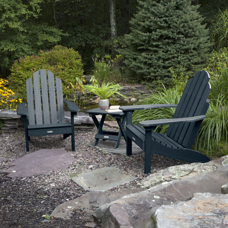 Anette Outdoor Adirondack Chair With Table, Federal Blue