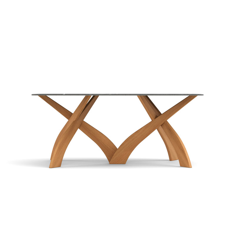 Entwine - Table rectangulaire en pierre Sahara Noir 42 po x 72 po - fini cerisier naturel, H 30 po x L 72 po x l 42 po