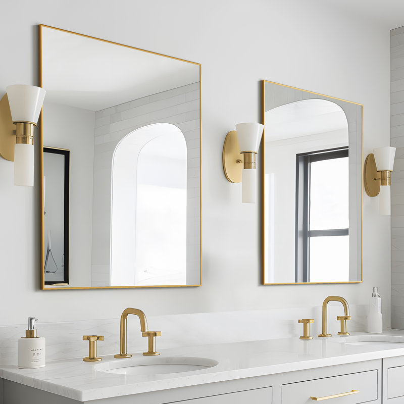 Miroir de salle de bain mural Kayelle, Doré, 31 po x 24 po